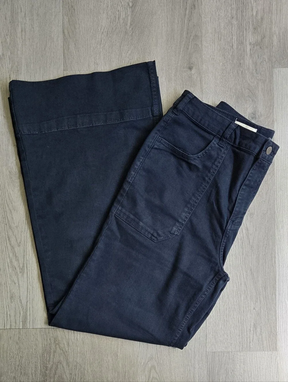 Pilcro Rylan Relaxed High-Rise Flare Pants Dark Blue  Anthropologie Size 30 - Picture 12 of 13